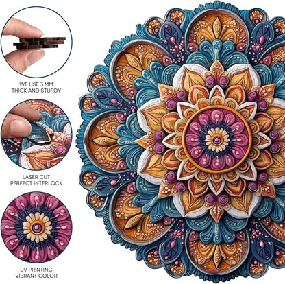 Jiroinlly Wooden Jigsaw Puzzles, Mandela Wooden Puzzles for Adults 200 Pcs, 11.4'' x 11.4'' Luxurious Shaped Wood Puzzle, Beautiful Package, Best Gift for Adults and Kids, Family Game