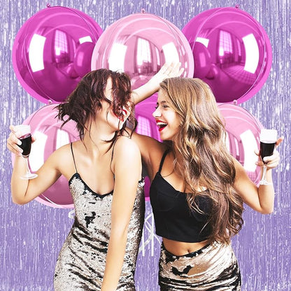 6 Pcs Hot Pink and Pink Balloons, 22 Inch Big Round Foil Balloon for Graduations Birthday Party Baby Shower Wedding Decorations