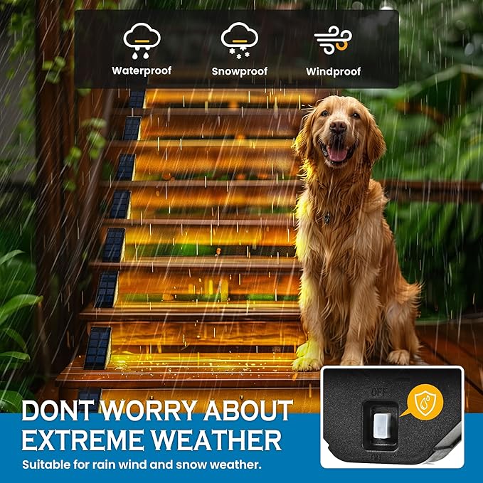 SOLPEX Solar Step Lights for Outside, 24 LEDs Solar Stair Lights Outdoor Waterproof Decor for Porch, Front Door, Stair, Step, Deck, Fence, Balcony, Patio, Wall, Yard, Garden(12 Pack, Warm White)