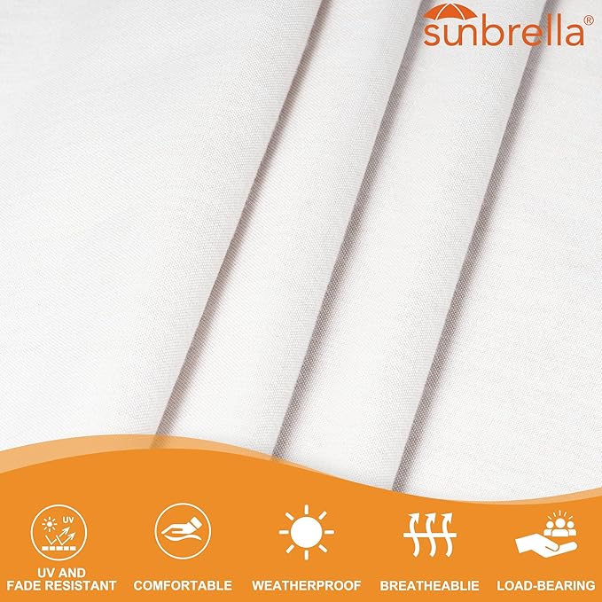 Lazy Daze 12 FT Sunbrella Fabric Hammock not Fading with Spreader Bars and Free Pillow Fits for Two Persons, All Weather and Fade Resistant for Patio Yard, 450 lbs Weight Capacity,Cast Pumice