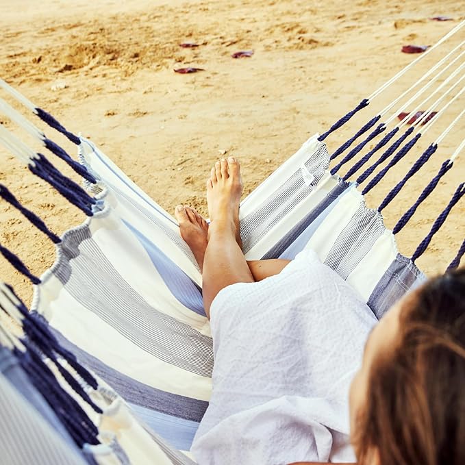 LA SIESTA® - XL King Domingo Hammock Swing Chair & CasaMount - Weather & Tear Resistant Hanging Chair - Outdoor Indoor Hammock Chair w/Suspension Kit for Walls Ceilings Square Beams - Sea Salt