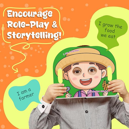 Giant Mask Flash Cards,Fruits Role Character Animal Letter Flashcards for Toddlers,Gift for Toddler Learning Games Preschool Kindergarten Classroom Must Haves Learning Resources Toys Educational Games