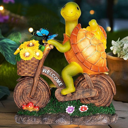 Garden Turtle Outdoor Statue -Solar Turtle Statue Outdoor with Lighted Sunflower,Turle Figurine for Garden Decor,Turtle Gifts for Women