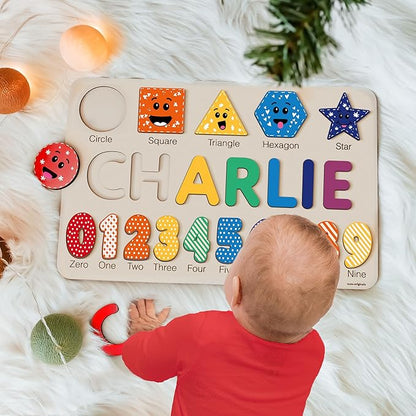 Gift for 1 Year Old Girl Boy, Kid Gift, Personalized Puzzles for Toddlers 1-3, Alphabet Puzzle Wooden Puzzles for Toddlers 1 2 3 4 Year Old, Preschoool Learning Jigsaw Puzzle, Educational Wooden Toys