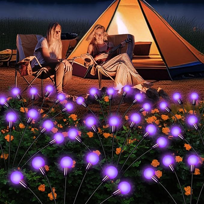 Solar Garden Lights Outdoor, Waterproof Solar Powered Lights for Yard Pathway Patio, Swaying Lawn Decor as Gardening Gifts for Women Holiday (Purple, 4 Pack 24 LED)