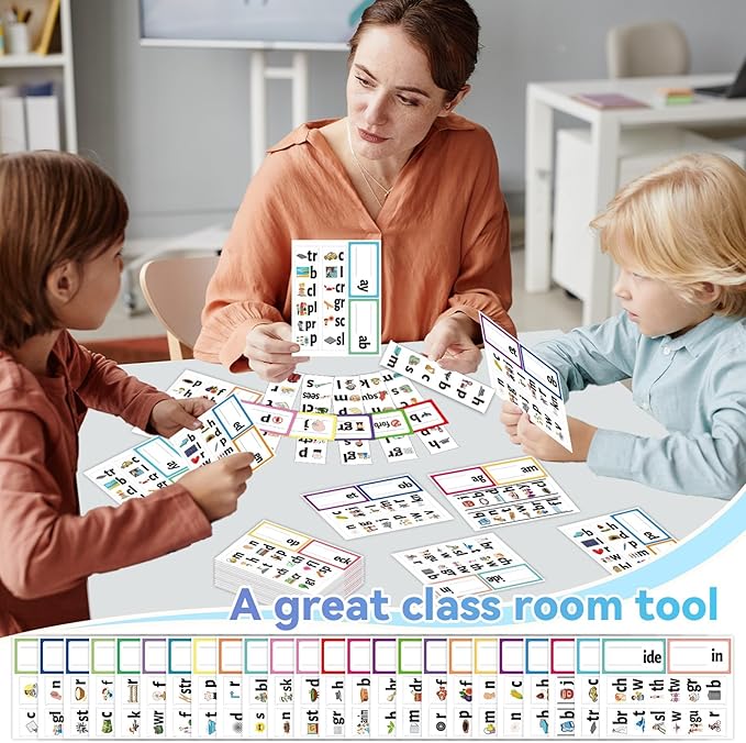 gisgfim 48 Word Families Activity Word Builder ABC Vocabulary Flashcards Kindergarten Sight Phonics Flash Card Learn to Read Phonics Game Read and Rhyme Activity Matching Letter Game 2 per Sheet