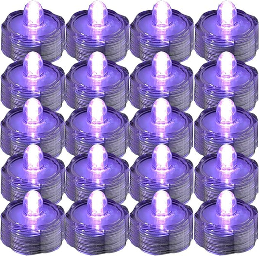 Super Bright LED Floral Tea Light Submersible Lights for Party Wedding (Purple, 60 Pack)