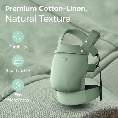 Momcozy Baby Carrier with Natural Cotton Linen, Built to Last, Ergonomic Design, 7-44lbs for Infant and Toddler, Lightweight and Comfortable, Hands-Free for Moms&Dads, Sage Green