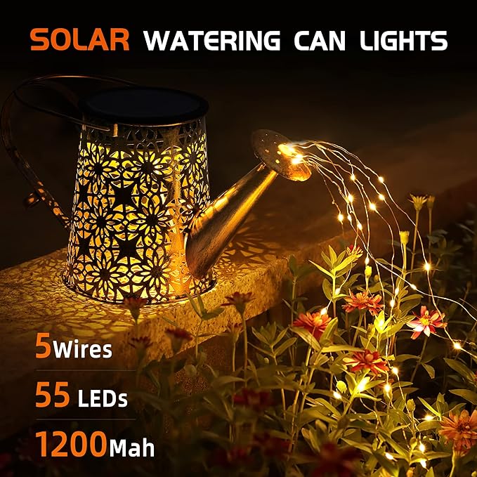 Otdair Solar Watering Can with Lights, Outdoor Garden Decor Waterproof Solar Garden Lights for Outdoor Pathway Yard Lawn Patio Party Decorations Gifts for Mom Grandma Birthday