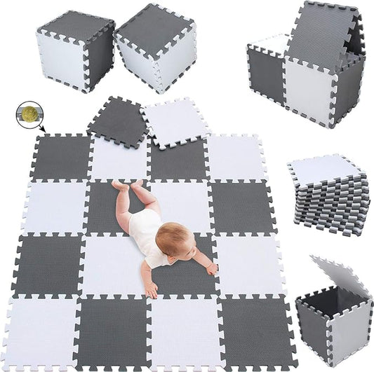 meiqicool Foam Play Mat Thick Soft EVA Interlocking Foam Floor Mats Children Yoga Exercise Multi Jigsaw Puzzle Blocking Board Kids Playmats Play 18 Piece AL