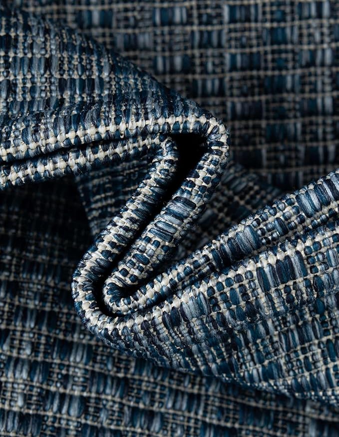 Unique Loom Outdoor Border Collection Area Rug - Soft Border (2' 7" x 4' 1" Hearth Blue/Ivory)