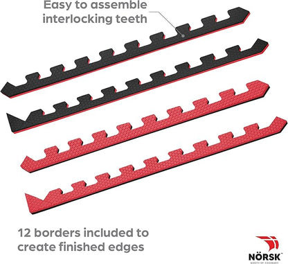 Norsk Dual-Sided Reversible 1/2" Foam Exercise Mats for Home Gym - Interlocking EVA Foam Tiles