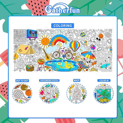 Giant Coloring Poster for Classroom - 31.5x72" Versatile Summer Activity Poster/Table Cover for School Parties, Birthday & Special Events Decoration