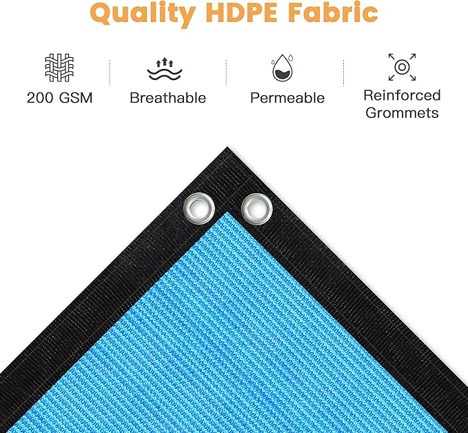 VICLLAX Shade Fabric Sun Shade Cloth with Every 2 FT Grommets for Patio Garden Pergola Cover Canopy 16x23 FT, Mixed Turquoise