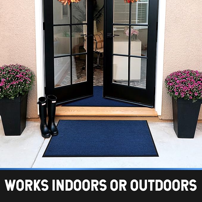 Profile Rubber Door Mat, 72x48inch, Heavy Duty, Entrance Doormat, Indoor and Outdoor, Waterproof, Easy Clean Shoe Scraper, Home Rug Welcome Mats for Entryway, Patio, Porch(Blue)