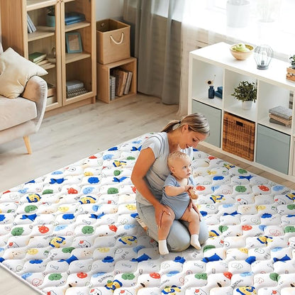 Odorless Premium Foam Baby Play Mat, Soft Microfiber Fabric Crawling Mat for Floor- Comfortable and Hypoallergenic, Non-Slip Cushioned Floor Playpen mat for Infants,Babies,Toddlers