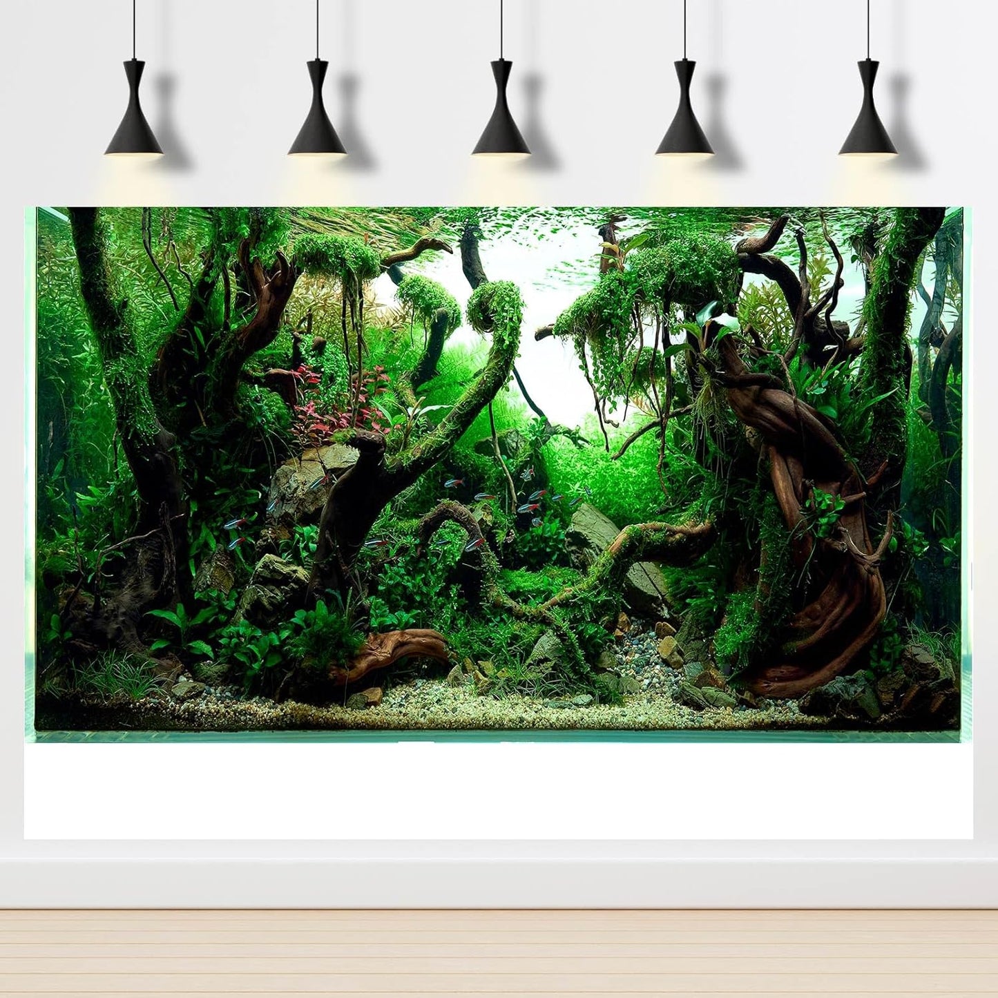 Aquarium Background Underwater Pebble Grass Leaves Aquarium Backdrop Vivid Fresh Green Aquatic Plant Stone River Bed Aquarium Backdrop Deadwood Purple Leaves Tank Background Vinyl 24x12in