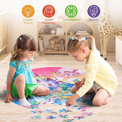 Civaner 70 Pieces Floor Puzzles for Kids Large Puzzles for Kids Ages 3 4 5 6 7 8 Jigsaw Puzzle Educational Puzzle Toy Gifts for Toddlers Boys Girls Baby Shower Birthday(Unicorn)