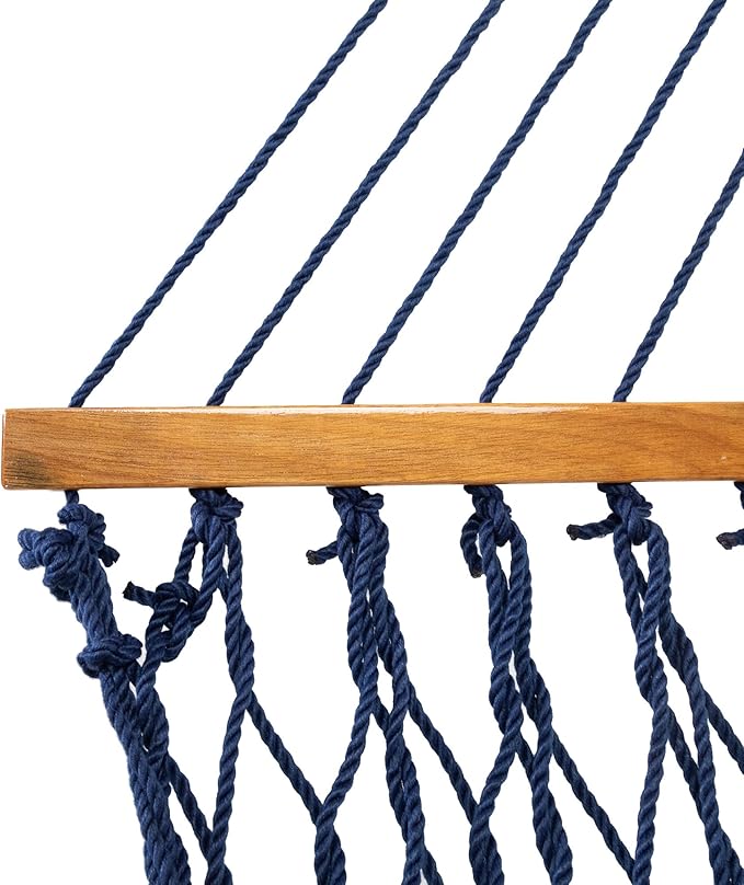 Original Pawleys Island Large Navy DURACORD Rope Hammock with Extension Chains & Tree Hooks, Handcrafted in The USA, 450 LB Weight Capacity, 13 ft. x 55 in.