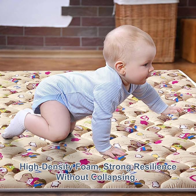 Baby Play Mat - 79" X 71",Premium Thicker Foam One-Piece Crawling Mat, Machine Washable, Extra Large Anti-Slip Activity Playmat for Babies, Toddlers & Infants