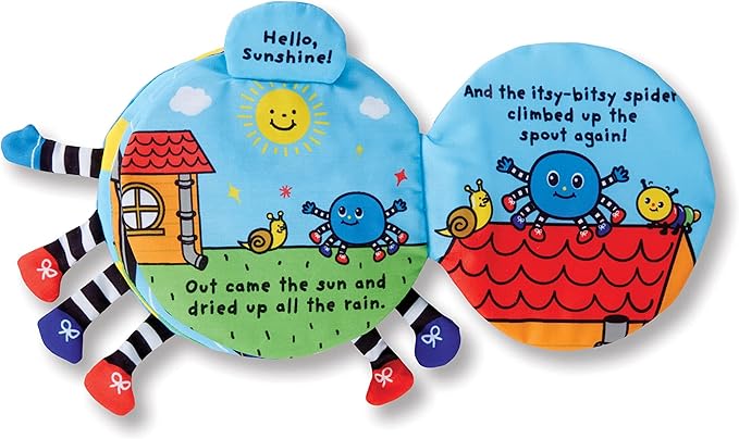 Melissa & Doug K's Kids Itsy-Bitsy Spider 8-Page Soft Activity Book for Babies and Toddlers - Cloth Baby Book And Sensory Toy With Textures To Grasp And Pages To Play Peekaboo, Ages 1 Month+