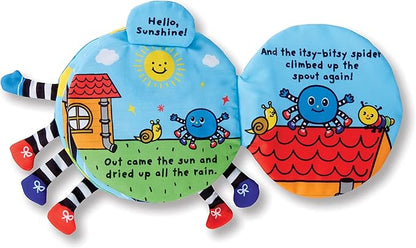 Melissa & Doug K's Kids Itsy-Bitsy Spider 8-Page Soft Activity Book for Babies and Toddlers - Cloth Baby Book And Sensory Toy With Textures To Grasp And Pages To Play Peekaboo, Ages 1 Month+
