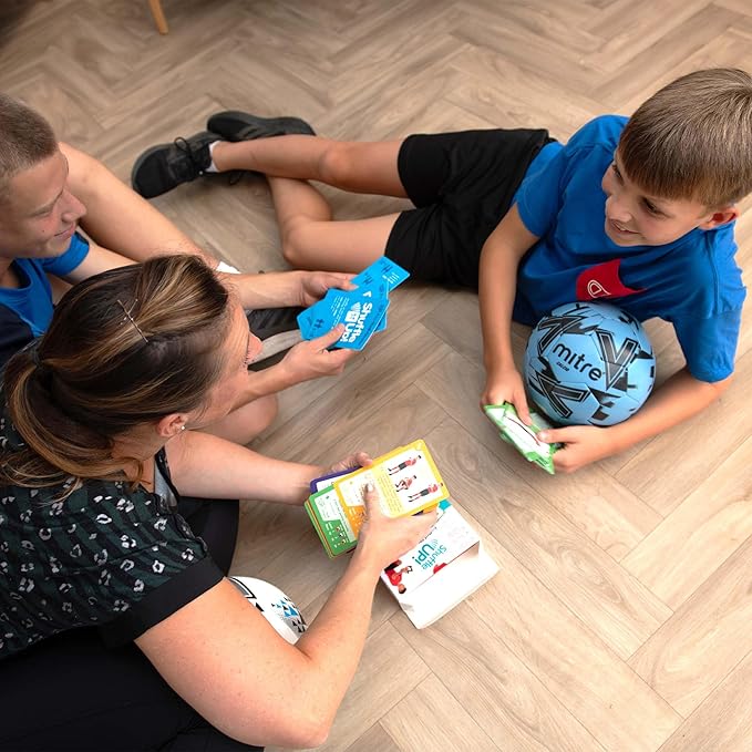 Shuffle Up Soccer Card Games - 70+ Fun & Active Skills Cards for Kids, Fitness Cards Develop Fundamentals, Stamina & Strength, Easy to Play for Kids | Multiple Skills Level Card Include 2 Dices