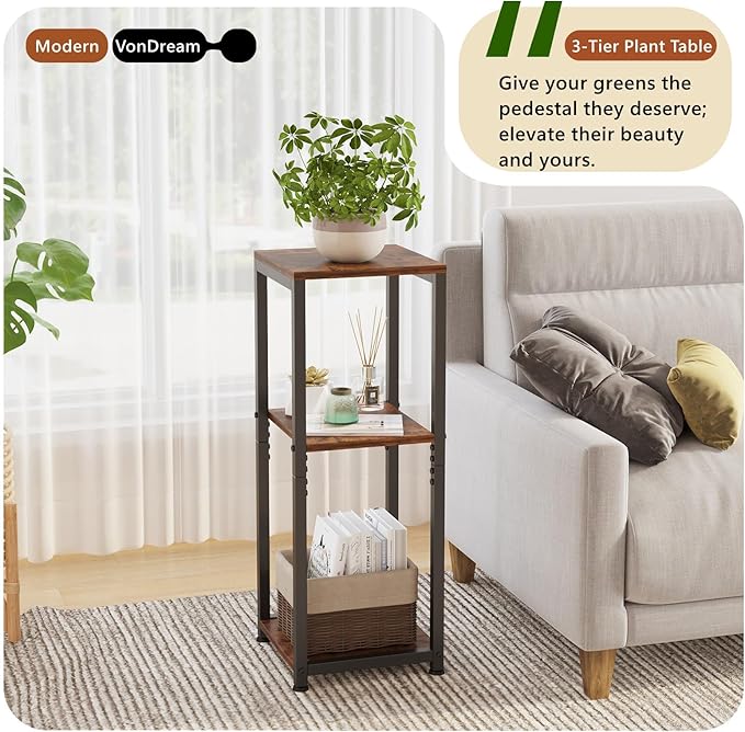 Tall Plant Stands Indoor, 3 Tier Plant Table, Corner Plant Stands for Indoor Plants Multiple, Small Side Table for Indoor Plants, Tall Plant Table
