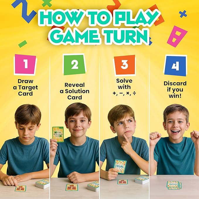 Equal – Fun Mental Math Card Game for Kids, Families & Adults, Ages 9+, 2–7 Players, Educational, Solve Equations to Win, Perfect for Family Game Night, Classroom, Travel & Parties