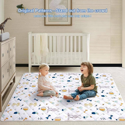 Baby Play Mat 71" X 59", Premium Thicken Foam One-Piece Crawling Mat, Extra Large Non-Slip Cushioned Activity Playmats for Babies, Toddlers, Infants, Play & Tummy Time