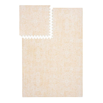 PopsyKosy Super 1 Inch Thick Premium Quality Exercise & Baby Foam Play Mats - Expandable & Large Non-Toxic Odorless Floor Mat - 6 Tiles Spacious 6x4ft - Peel-Resistant - Light Apricot