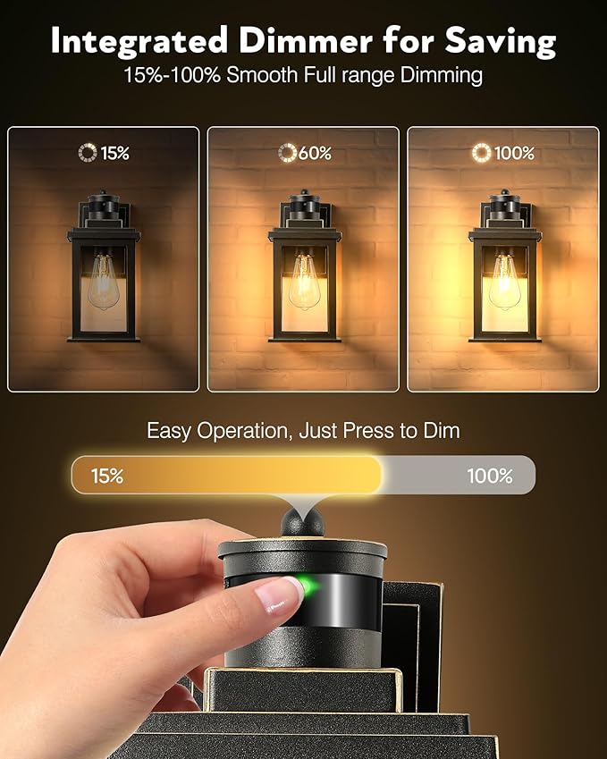 VIANIS Motion Sensor Porch Light, Black Outdoor House Lights Dusk to Dawn, Waterproof Outdoor Light Fixtures Lantern for Garage, Porch, House, Patio, Doorway,Weather Resistant,Hardwired, Non-Solar