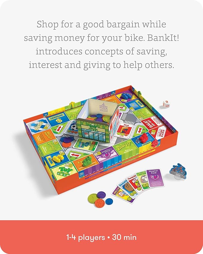 SimplyFun BankIt! - Money Game for Kids - Learn to Save, Spend, Donate, Earn Bank Interest and More - Game for Kids Ages 8 and Up, 1 to 4 Players