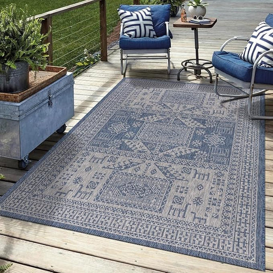 Keen Home Design Terrace Outdoor Area Rug - 10x14 Washable Indoor/Outdoor Rug for Patio, Kitchen, Balcony, Beach, Garden, Deck and Porch, Size: 10'x14'