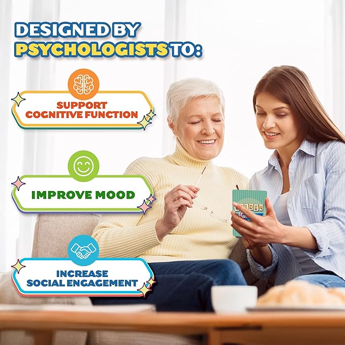 ThinkPsych Golden Memories - 160 Conversation Starters for Adults - Memory Card Game for Seniors - Reminiscence Therapy - Dementia & Alzheimers Support Tool