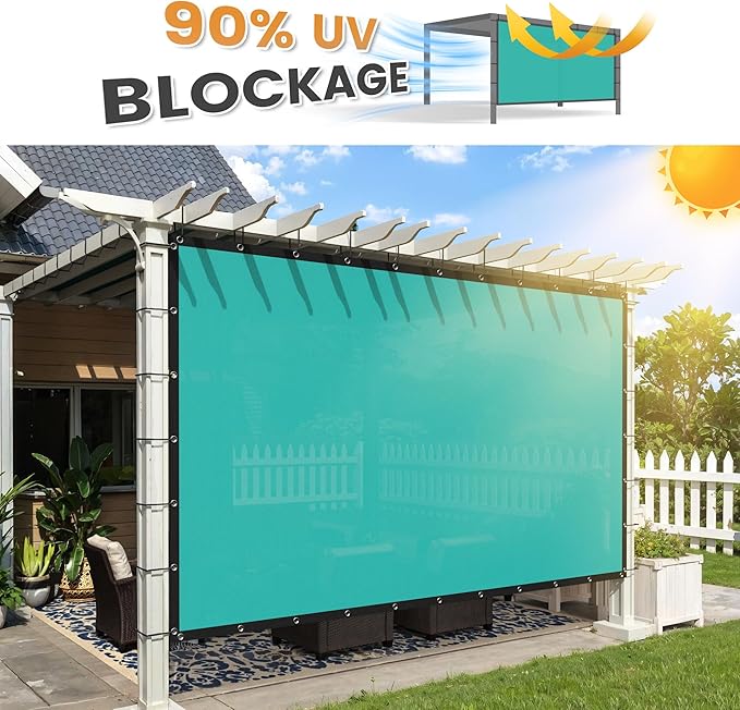 VICLLAX Shade Fabric Sun Shade Cloth with Every 2 FT Grommets for Patio Garden Pergola Cover Canopy 22x23 FT, Turquoise