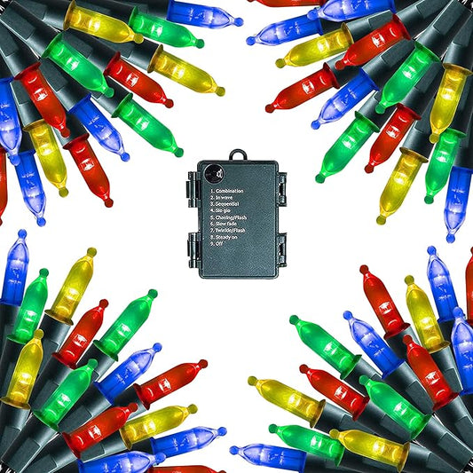 Dazzle Bright Christmas Mini String Lights, 4 Pack Total 64FT 200LED Batter Operated Waterproof Fairy Lights with 8 Modes for Xmas Indoor Outdoor Yard Garden Holiday Decorations (Multi-Colored)