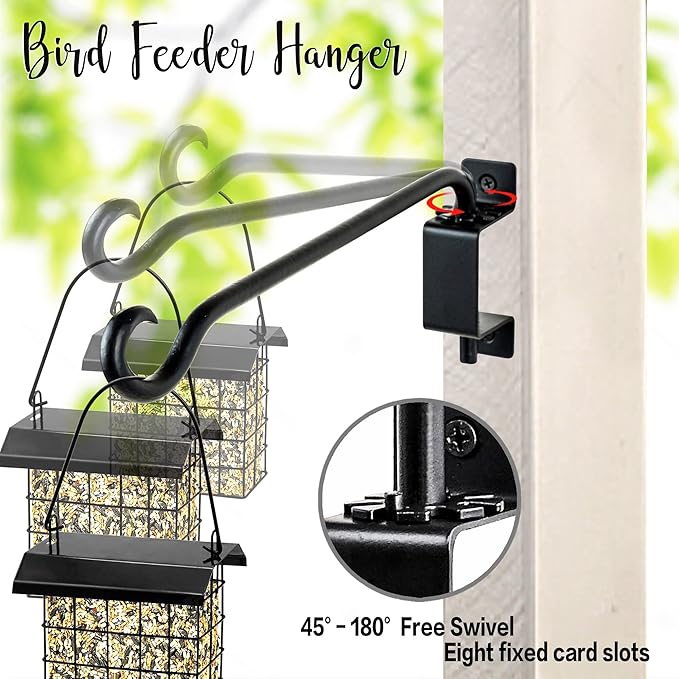 Qiang Ni Swivel Plant Hanger Bracket: Bird Feeder Hanger for Outdoor Wall Mount (12 - B-2pcs, 12 Inch)