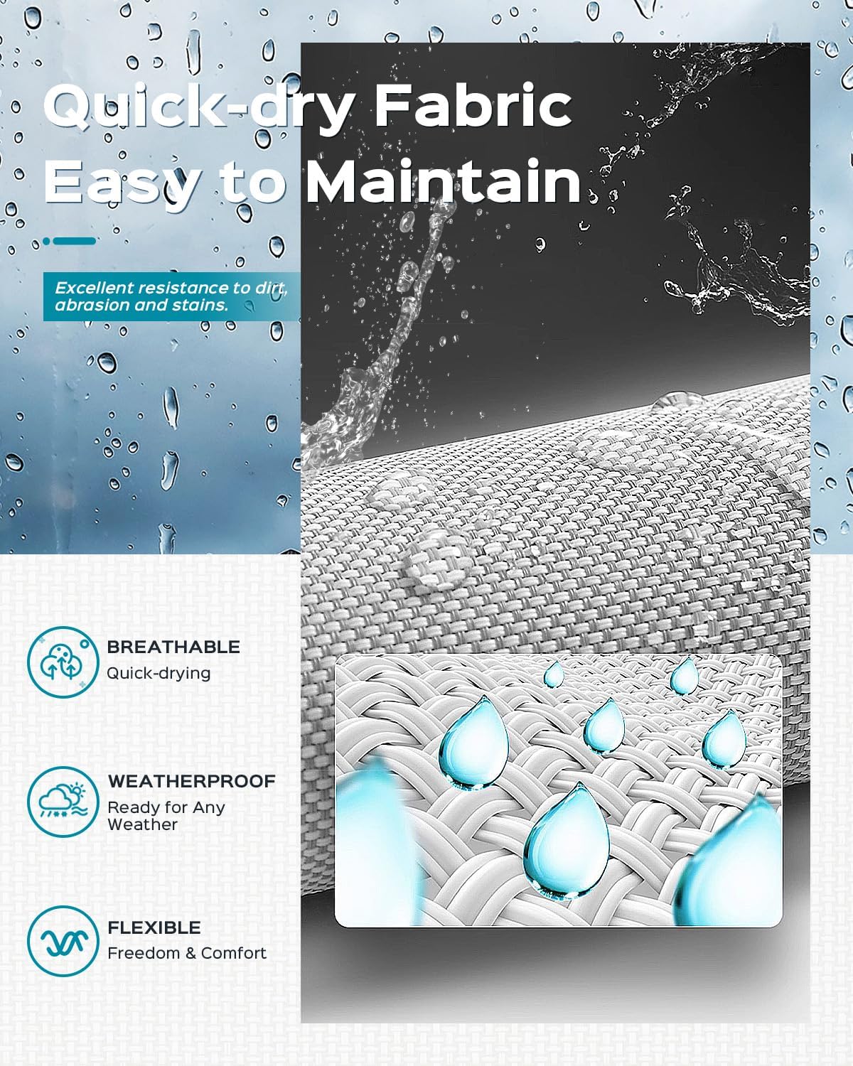 Patio Chaise Lounge Chair, Foldable Lounge Chair for Outside, Aluminum Chairs Set of 2 with 5 Adjustable Backrest, Outdoor Pool Lounger for Poolside, Lawn, Deck, Khaki