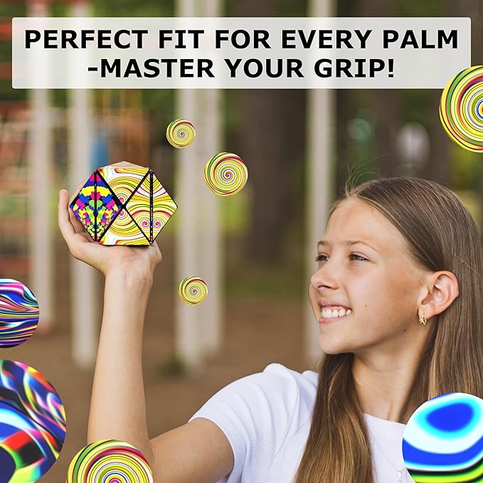 SHASHIBO Shape Shifting Box - Award-Winning Fidget Toy w/ 36 Rare Earth Magnets - Fidget Cube Transforms Into Over 70 Shapes, Sensory Toy Gift for Kids, Teens, and Adults (Technicolor)