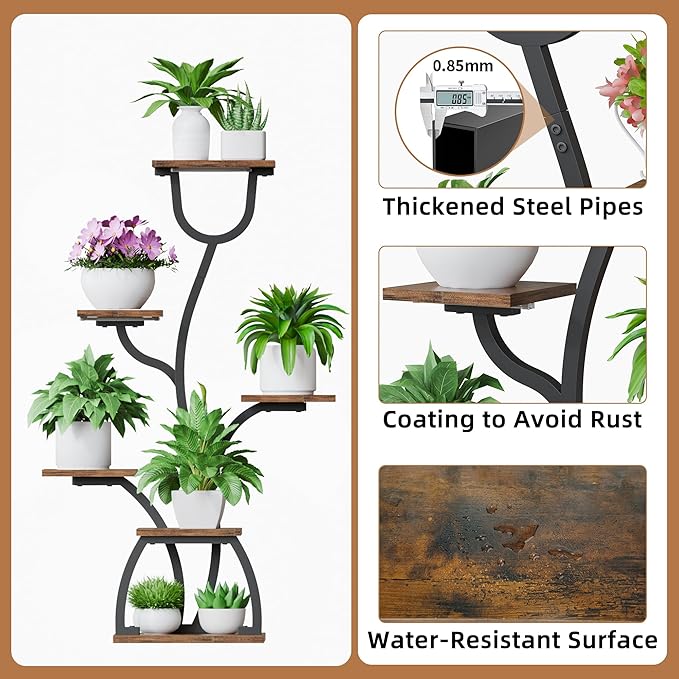 Plant Stand Indoor with Grow Lights - 2 Pack Indoor Plant Shelf, 6 Tiered Corner Flower Stand Shelves, 40" Display Shelf for Home, Living Room, Patio