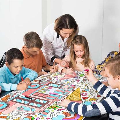 Giant Coloring Poster for Classroom Wall - Versatile 31.5 x 72 Inches SUMMER Activity Poster/Table Cover, School Parties, SUMMER Birthday Party and Special Events Decoration