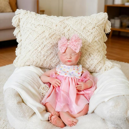 Girl 19 in, Full Silicone Baby Doll, Realistic Baby Dolls, Realistic Veins & Sleeping Pose, Not Vinyl, Reborn Baby Dolls Silicone Full Body, Gift Set