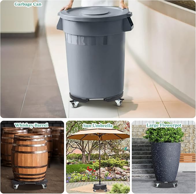 W B D WEIBIDA Plant Caddies with Wheels 2 Pack Heavy Duty Rolling Plant Stand Large Potted Plant Dolly Cart Garden Pot Mover