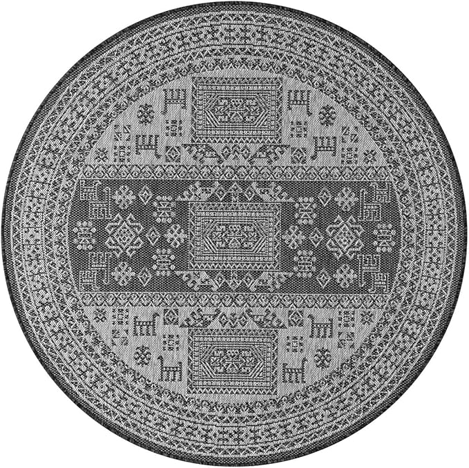 Keen Home Design Terrace Outdoor Round Rug - 5ft Round Washable Indoor/Outdoor Rug for Patio, Kitchen, Balcony, Beach, Garden, Deck and Porch, Size: 5'3" Round