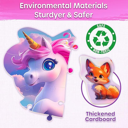 SYNARRY Unicorn Floor Puzzles for Kids Ages 4-6, Large 45 Piece Floor Puzzles for Kids Ages 4-8, Puzzles for Toddlers 3-5, Unicorn Toys Gifts for 3 4 5 6 7 8 Year Old Girls