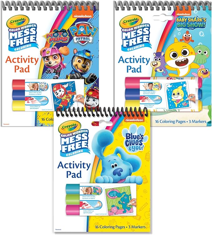 Crayola Nickelodeon Color Wonder Activity Pad Bundle (3 Pack), Toddler Stocking Stuffer, Mess Free Coloring Set for Kids, Holiday & Christmas Gifts for Kids, 3+