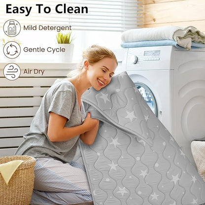 Baby Play Mat, 50x50 Playpen Mat, Thick Soft Foam Playmats for Baby, Foldable and Washable Crawling Mat for Floor (Gray Stars)