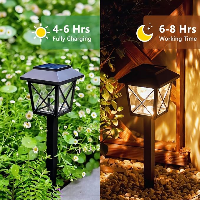 8 Pack Large Rotating Solar Lights Outdoor Waterproof 2 Modes Twinkling Decorative Lights for Garden Yard Pathway Walkway Decorations Landscape Lighting. (8)