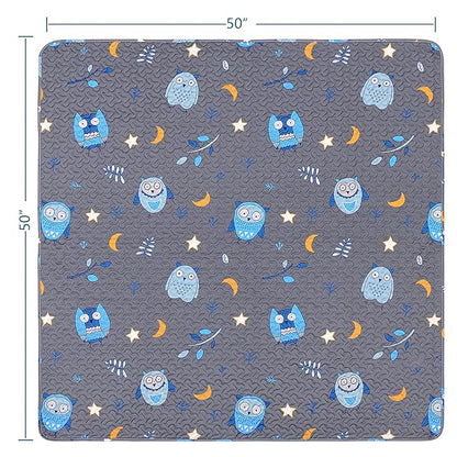 Machine Washable Baby Floor Play Mat 50x50”, Non Slip One-Piece Baby Crawling Mats for Tummy Time, Portable Playpen Mat Playmat for Babies Infants and Toddlers